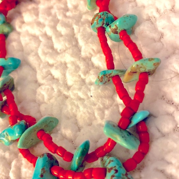 CORAL AND TURQUOISE NECKLACE - Picture 3 of 6